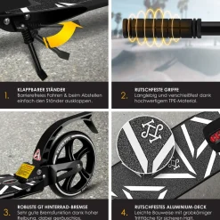 ® Cityroller Scooter 205mm Räder PU Big Wheel - Pro-S Tretroller mit Doppel Federung, City-Roller Scooter klappbar und Höhenverstellbar, Roller Kickscooter für Erwachsene und Kinder ^ KESSER Outlet