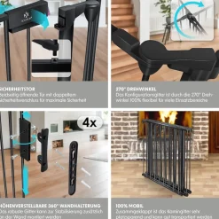 ® Kaminschutzgitter mit Tür Metall Ofenschutzgitter Laufgitter Laufstall Absperrgitter Tierschutzgitter Türschutzgitter für Kinder-Sicherung ^ KESSER Clearance