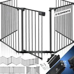 ® Kaminschutzgitter mit Tür Metall Ofenschutzgitter Laufgitter Laufstall Absperrgitter Tierschutzgitter Türschutzgitter für Kinder-Sicherung ^ KESSER Clearance