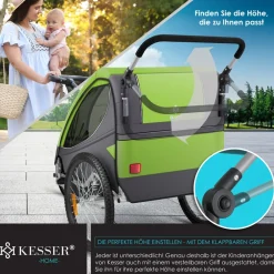 KESSER ® Kinderanhänger Fahrradanhänger 360° Drehbar mit Federung 2in1 Joggerfunktion Kinderfahrradanhänger + 5-Punkt Gurt Jogger Fahrrad Anhänger für 1 bis 2 Kinder max. 40kg Rot Sale