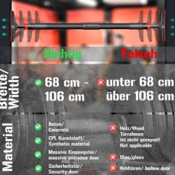 ® Klimmzugstange Türrahmen verstellbar, Pull Up Bar Heimturnhalle, Reckstange ohne Schrauben/Bohren, 68-106 cm Ausziehbar, Tragfähigkeit bis zu 300Kg & rutschfeste Griffe, inkl. Resistenzbänder ^ KESSER Discount