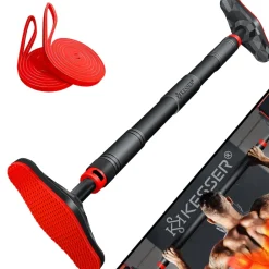 ® Klimmzugstange Türrahmen verstellbar, Pull Up Bar Heimturnhalle, Reckstange ohne Schrauben/Bohren, 68-106 cm Ausziehbar, Tragfähigkeit bis zu 300Kg & rutschfeste Griffe, inkl. Resistenzbänder ^ KESSER Discount