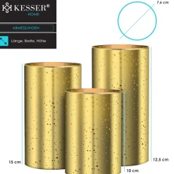 KESSER ® LED Kerzen 3er Set Flammenlose Kerze Timerfunktion Timer Echtwachskerze 10cm 12,5cm 15cm Hoch Realistisch Flackernde Flacker-Licht Led-Flammen Echtwachs Deko Silber Hot