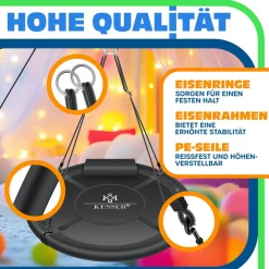 KESSER ® Nestschaukel Tellerschaukel Hängeschaukel Rundschaukel Schaukel verstellbar Garten-Schaukel Kinderschaukel Indoor - Outdoor-Schaukel für Kinder & Erwachsene Bunt Outlet