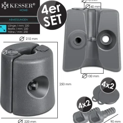 KESSER ® Pavillonstandfüße 4er Set Pavillon Standfuß mit Wasser/Sand befüllbar 22 x 22 x 25cm HDPE Gewichte zur Stabilisation für Pavillons Gartenzelte Festzelte Standsicherung Stabil Anthrazit Best