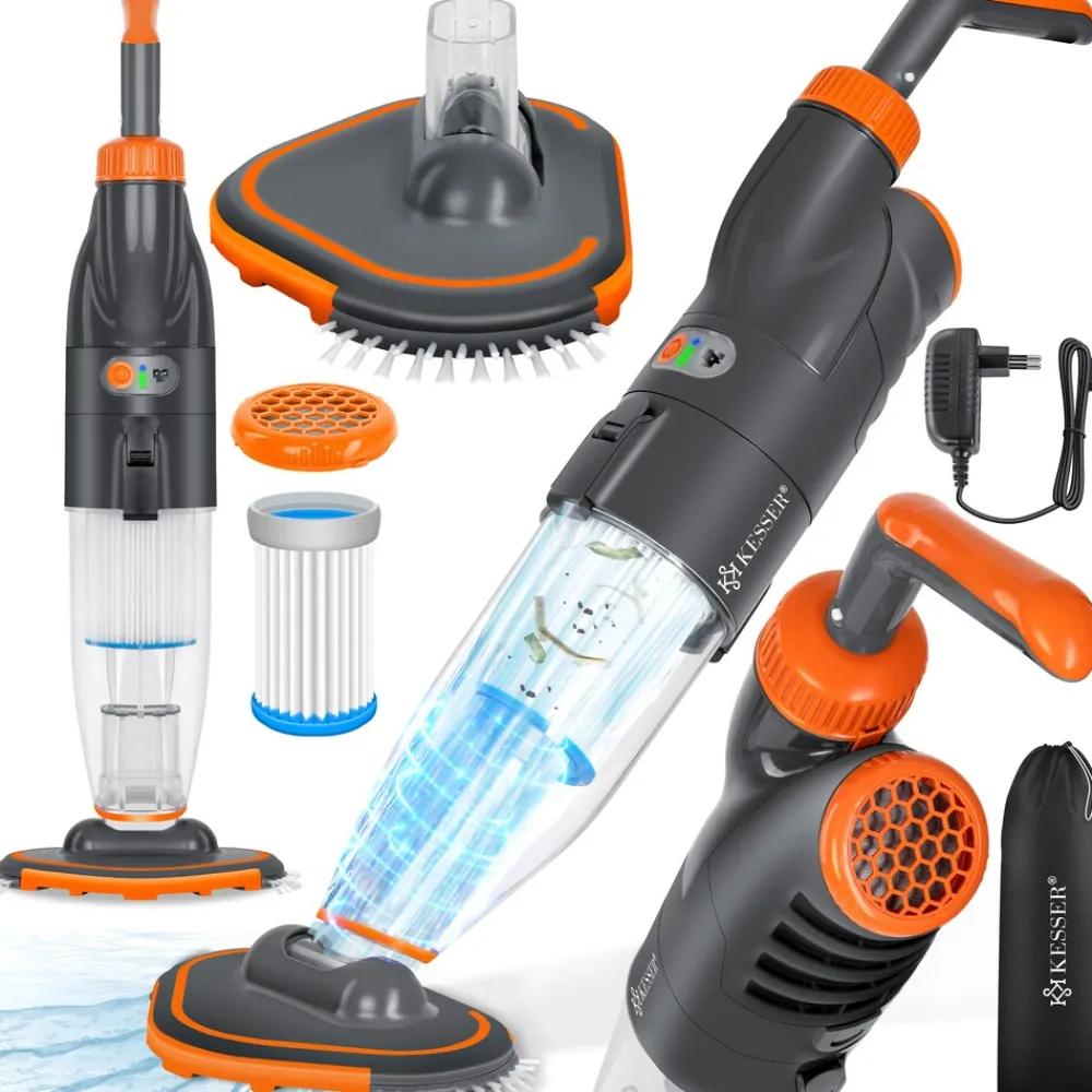 KESSER ® Poolsauger mit Akku | elektrisch Pool Bodensauger Handsauger | Poolreiniger mit Filter & 2-Geschwindigkeits-System | Handsauger Reinigungsset kabellos, Inkl. Abdeckung Blau Clearance