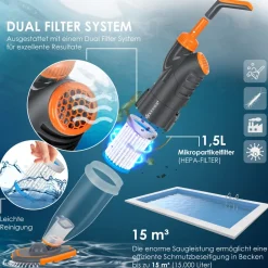 KESSER ® Poolsauger mit Akku | elektrisch Pool Bodensauger Handsauger | Poolreiniger mit Filter & 2-Geschwindigkeits-System | Handsauger Reinigungsset kabellos, Inkl. Abdeckung Blau Clearance