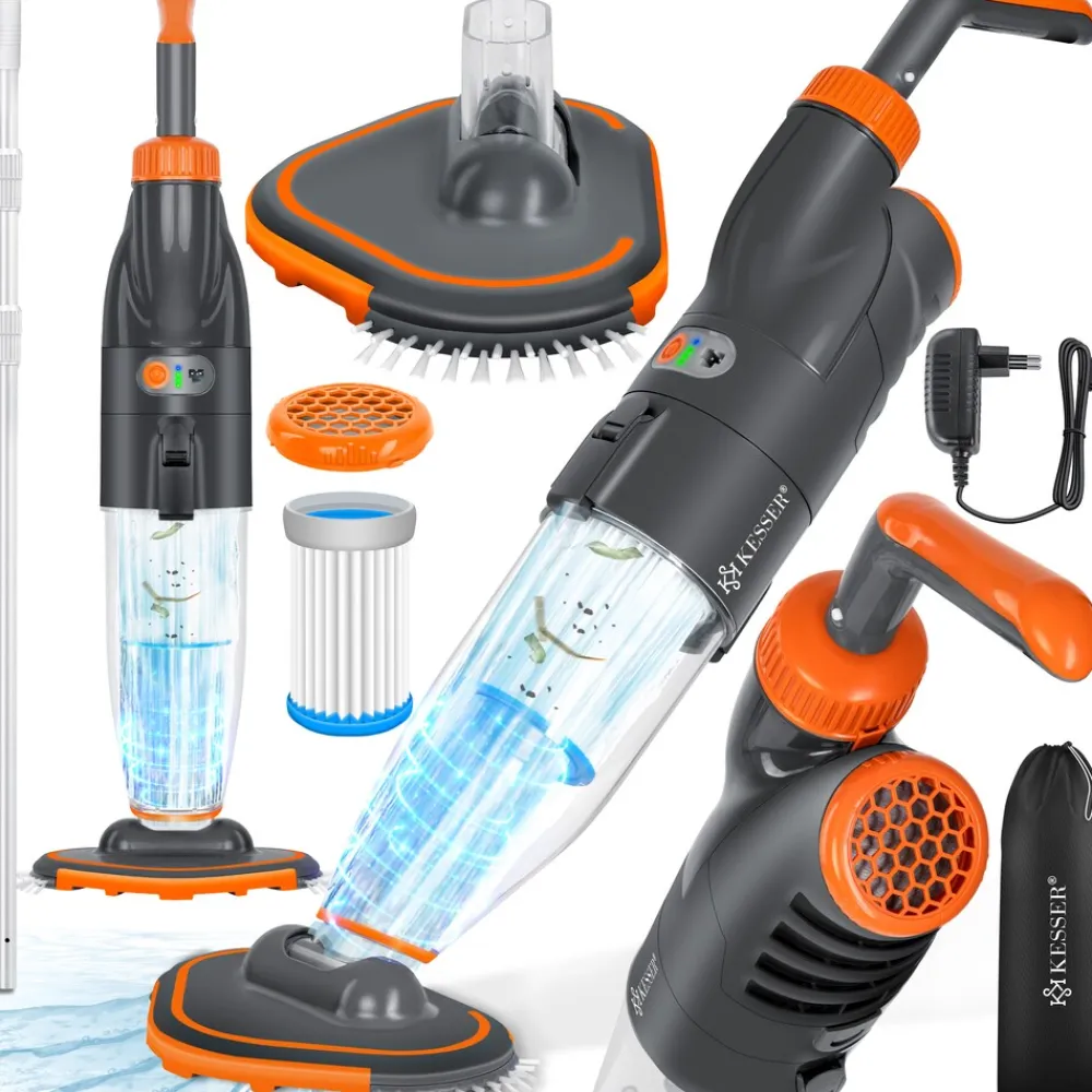 KESSER ® Poolsauger mit Akku | elektrisch Pool Bodensauger Handsauger | Poolreiniger mit Filter & 2-Geschwindigkeits-System | Handsauger Reinigungsset kabellos, Inkl. Abdeckung Blau Clearance