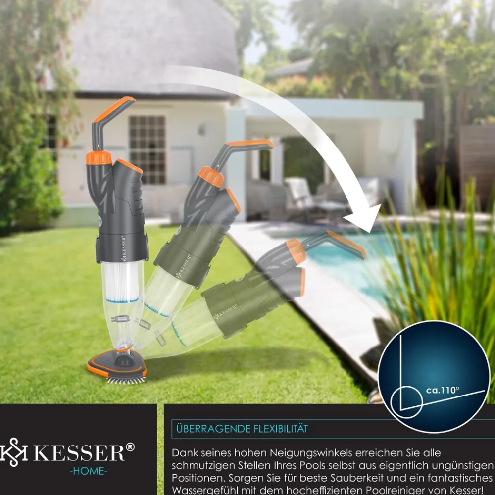 KESSER ® Poolsauger mit Akku | elektrisch Pool Bodensauger Handsauger | Poolreiniger mit Filter & 2-Geschwindigkeits-System | Handsauger Reinigungsset kabellos, Inkl. Abdeckung Blau Clearance