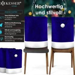 KESSER ® Premium Weihnachtsstuhlüberzug Set Stuhlhussen für Weihnachten Nikolausmütze Stuhlbezug Husse Weihnachtsdeko für Stühle Überzieher - Stuhlabdeckung im weihnachtlichen Design Rot / Weiß Online