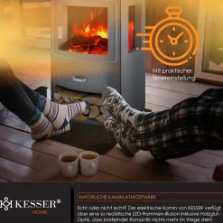 ® Prio Elektrokamin mit Heizung Heizlüfter Fernbedienung WiFi App 950/1900 W Kamin elektrisch LED-Flammeneffekt Kaminfeuer Elektro Kamin mit Thermostat  Panorama-Sichtfenster Heizfunktion Timer ^ KESSER Clearance