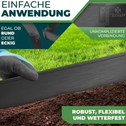 ® Rasenkante Beeteinfassung Beetumrandung 5 bis 50m Beetbegrenzung Rasenbleche Mähkante Metall Palisade Inkl. Handschuhe ^ KESSER Best