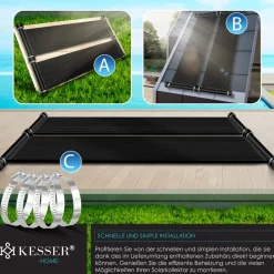 KESSER ® Solarkollektor Poolheizung cm, Warmwasser Heizung Solarheizung für Pools  l Beliebig erweiterbar l  UV-beständiger Kunststoff New