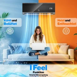 ® Split Klimaanlage Set Quick Connect 9000 / 12000 BTU  – WiFi & App Klimagerät mit Heizfunktion & Kühlmodus Wandklimaanlage, mit Kupferleitung Kältemittel R32, komplettem Montagematerial (Produkt aktuell ausverkauft) ^ KESSER
