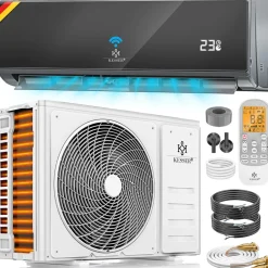 ® Split Klimaanlage Set Quick Connect 9000 / 12000 BTU  – WiFi & App Klimagerät mit Heizfunktion & Kühlmodus Wandklimaanlage, mit Kupferleitung Kältemittel R32, komplettem Montagematerial (Produkt aktuell ausverkauft) ^ KESSER
