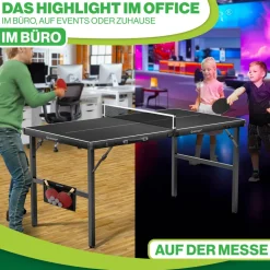 ® Tischtennisplatte Mini mit Tischtennisschläger-Set, Tischtennisbällen und TT-Netz | Indoor | Unterwegs, laminierte Platte + klappbar – Kofferdesign, Kinder und Erwachsene – 153 x 76,5 cm ^ KESSER Best