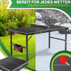 ® Tischtennisplatte Mini mit Tischtennisschläger-Set, Tischtennisbällen und TT-Netz | Indoor | Unterwegs, laminierte Platte + klappbar – Kofferdesign, Kinder und Erwachsene – 153 x 76,5 cm ^ KESSER Best