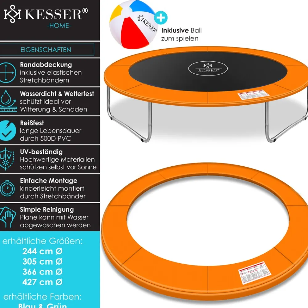 KESSER ® - Trampolin Randabdeckung Ø 244 , 305 , 366 , , 30cm breit 100% UV-beständig reißfest Federabdeckung , Grün , Blau Sale