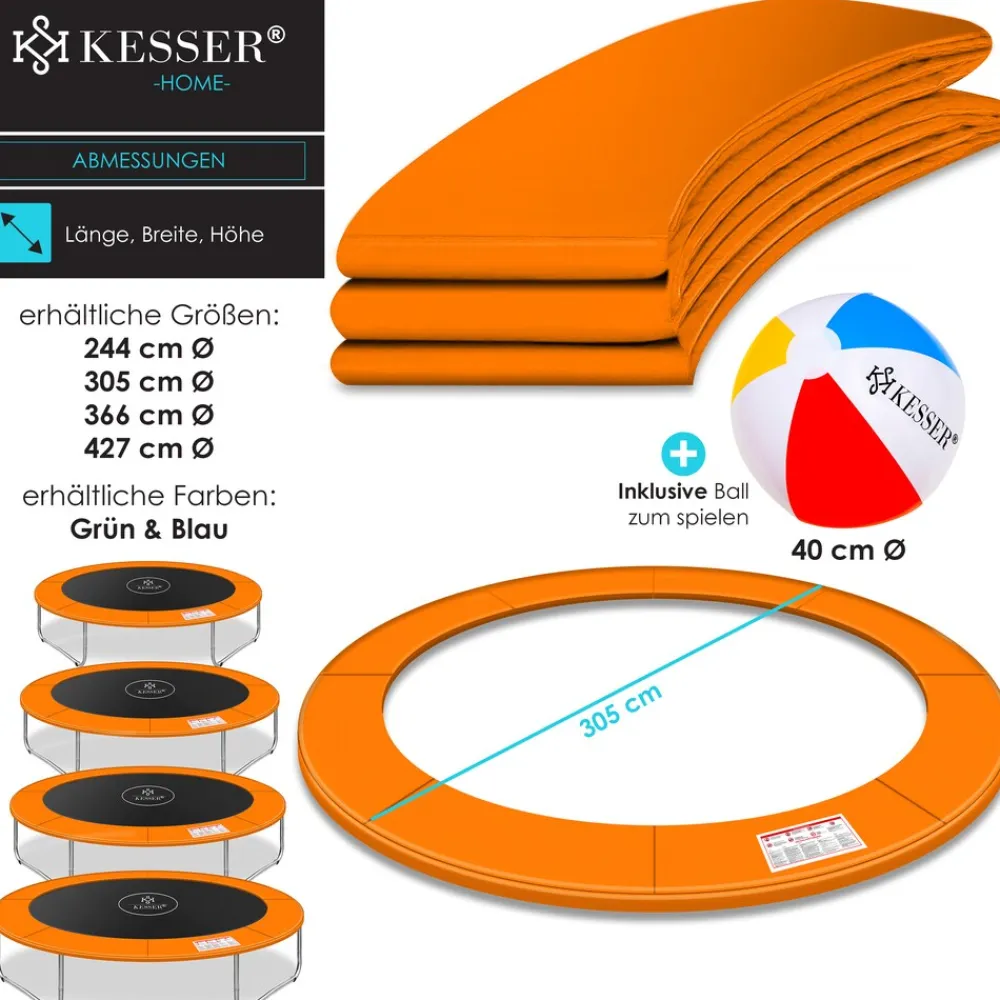 KESSER ® - Trampolin Randabdeckung Ø 244 , 305 , 366 , , 30cm breit 100% UV-beständig reißfest Federabdeckung , Grün , Blau Sale