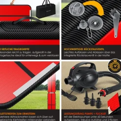 ® Turnmatte Aufblasbar Airtrack 2m/3m/4m/5m/6m Fitness-Matte Gymnastikmatte | inkl. Tragetasche & elektr. Luftpumpe | Yogamatte, Tumbling Matten, Trainingsmatte, Turn- & Fitness ^ KESSER Best