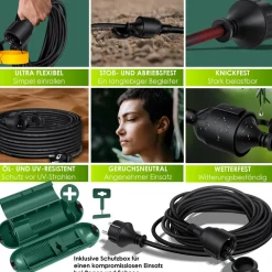 ® Verlängerungskabel mit Schutzkappe Outdoor - für Innenbereich Außenbereich - Verlängerung Stromkabel – 230 V IP44 - Schutzkontakt Baustellenkabel Schutzkontaktstecker ^ KESSER Hot