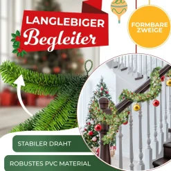 ® Weihnachtsgirlande mit LED – 5m oder 10m, 100–200 LEDs, IP44, naturgrün, mit Schnee-Effekt je nach Modell, für Outdoor & Indoor, mit Fernbedienung & Weihnachtsdeko je nach Variante ^ KESSER Clearance
