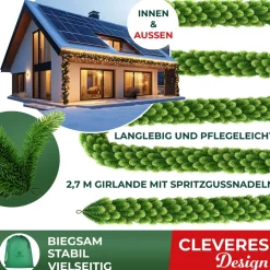 KESSER ® Weihnachtsgirlande | Naturgetreues Tannengrün - wie echt - IP 44 Outdoor & Indoor Girlande - Treppen, Tür, Balkon, Weihnachtsdeko + Tasche - Dunkelgrün Online
