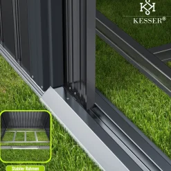 ® XL Metall Gerätehaus 4,2m³ mit Fundament | inkl. Arbeitshandschuhe | 195x131x186cm | 2x Schiebetür & Fundament | Geräteschuppen | Gartenhaus Schrank | Satteldachdach Garten Schuppen ^ KESSER Online