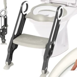 ® Kinder Toilettensitz Toilettentrainer mit Treppe und Griffe Faltbar Kindertoilette WC Sitz Töpfchentrainer Lerntöpfchen bequemem Kissen und breiten Stufen Toilettentreppe höhenverstellbar ^ KIDIZ Online