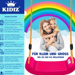 KIDIZ ® Schaukel Kinderschaukel Set - Ink. Zubehör Schaukelsitz Schaukelbrett Garten Outdoor Indoor Brettschaukel für Kinder zum Schaukeln aus Kunststoff Höhenverstellbar Rutschfest Blau Sale