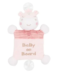 Kikkaboo Baby Kuscheltier Baby on Board, 2 Saugnäpfe, 25 cm, Quietschgeräusch rosa beige Outlet