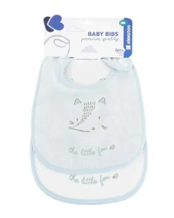 Kikka Boo Kikkaboo Babylatz Frottee 2-teiliges Set, Lätzchen, Druckknopf, 100% Baumwolle blau Online