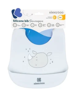 Kikkaboo Babylatz Savanna integrierter Krümelschutz, Silikon, ab 4 Monaten hellblau Discount
