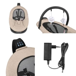Kikka Boo Babywippe Zazu elektrisch Kinderstuhl Musik Schaukelfunktion Timer beige Discount
