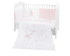 Kikkaboo Bettwäsche 4-teilig Decke 135 x 95 cm, Bezug, Nestchen Bett 140 x 70 cm rosa