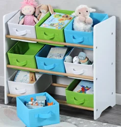 Kesper Kinder- Aufbewahrungsregal,FSC, Farbe: weiß -grün-blau Clearance