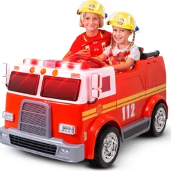 Kinder-Elektro-Feuerwehrauto LL911, 2-Sitzer, Sirene, Spritze, EVA-Reifen, 90 Watt, Fernbedienung ^ Actionbikes Motors Discount