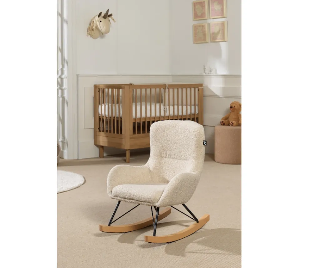 Kinder-Schaukelstuhl, Bezug Bouclé Beige ^ vipack New