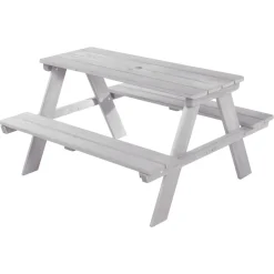 Roba Kindersitzgruppe 'Outdoor+', wetterfeste Sitzgarnitur 'Picknick for 4', aus Massivholz, grau weiss