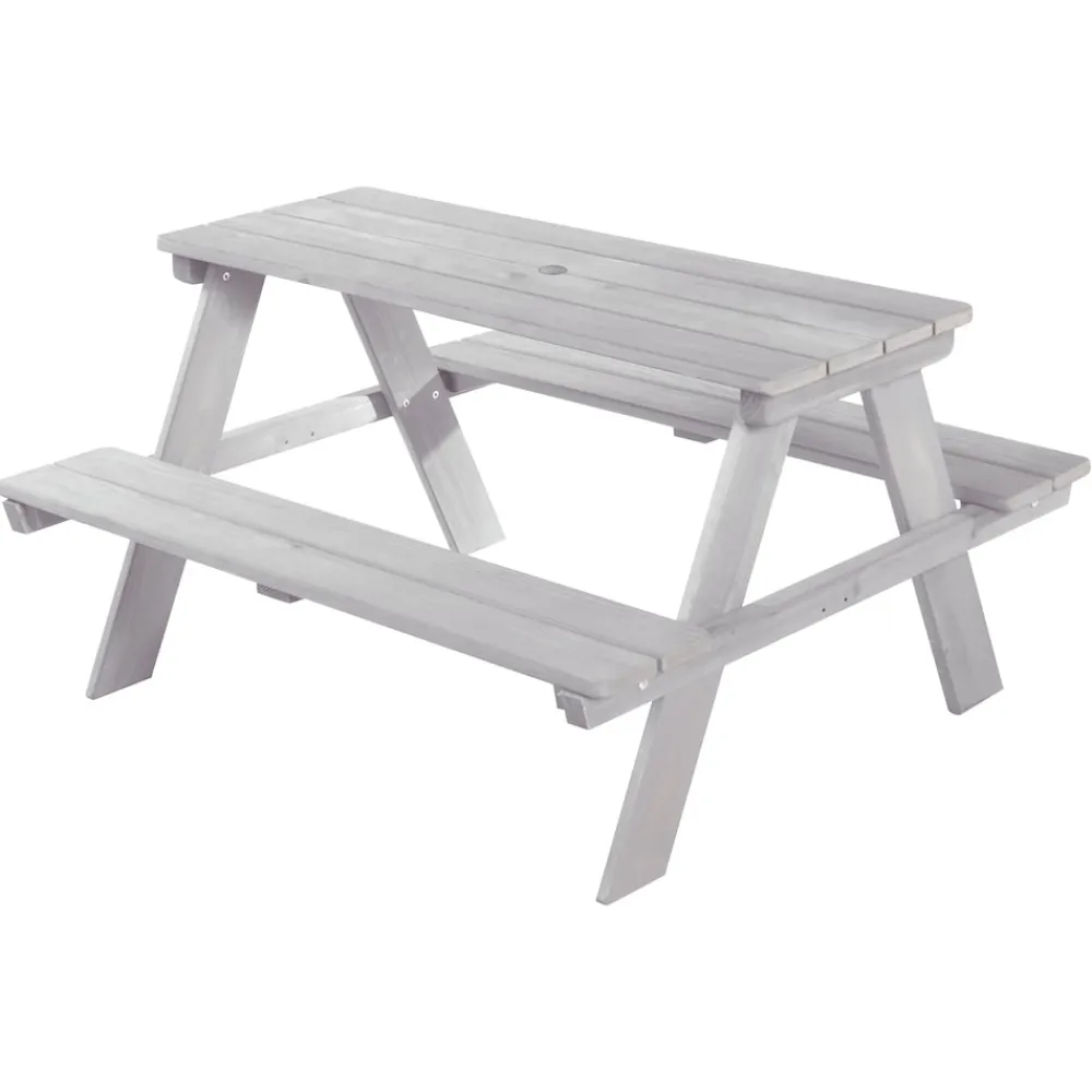 Roba Kindersitzgruppe 'Outdoor+', wetterfeste Sitzgarnitur 'Picknick for 4', aus Massivholz, grau weiss
