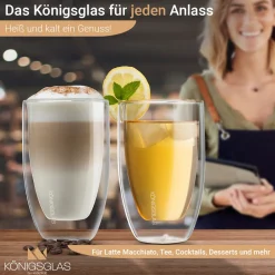 Macchiato, Latte Macchiato-Gläser by Heidenfeld, 300 ml, Set, doppelwandig, handgefertigt (2er Set) ^ Königsglas Discount