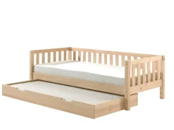 Kojen Bett Fritz mit Sprossenumrandung u. Rolllattenrost, Liegefläche 90 x 200, inkl. Bettschublade, Ausf. Milky White lackiert ^ vipack New