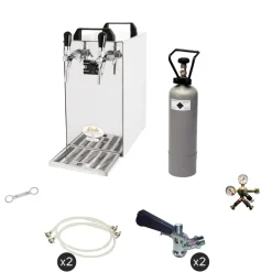 Komplett Set - Zapfanlage, Bierzapfanlage - Kontakt 40 2-leitig Trockenkühler, Durchlaufkühler 50 Liter/h, Green Line, Zapfkopf:Flach,Zapfkopf 2:KeyKeg ^ ich-zapfe Outlet