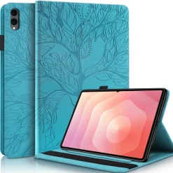 Wigento Kunstleder für Samsung Galaxy Tab S11 Ultra Baum Design Blau Clearance