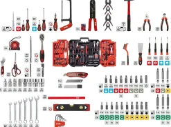 Werkzeugkoffer, 70-teilige Werkzeug-Set, stabiler Kunststoff-Koffer, mit Tragegriff zum Transportieren und Aufhängen, hochwertiger Werkzeugsatz, ideal für Werkstatt und Haushalt ^ KWB New