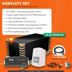 5,3kW Solaranlage mit 4,8kWh Speicher - bifaziale Module & Solis Hybrid Wechselrichter ^ Diverse Best