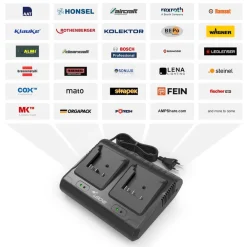 Doppelladestation Dual-Slot Akku Werkzeug Ladegerät 14,4–18V 6A ^ LEICKE Discount