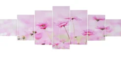 Leinwandbild H375, Wandbild Keilrahmenbild Kunstdruck, 7-teilig 140x50cm ~ Blumen ^ MCW