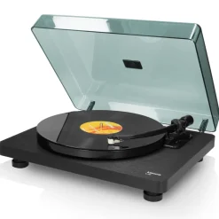 Lenco L-30BK - Plattenspieler mit Riemenantrieb und Holzgehäuse - USB/PC-Encoding - Auto-Stopp-Funktion - schwarz