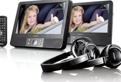 MES-415 Tragbares 9" DVD Player Set mit 2 festen Autohalterungen und 2 Kopfhörern ^ Lenco Best